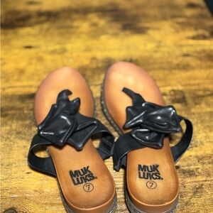 Muk Luks Black and Brown Slide Sandals